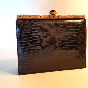MEYERS 50s vintage ALLIGATOR CROCODILE clutch EVENING PURSE